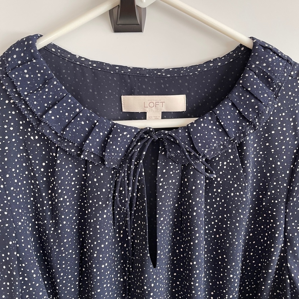 Loft Navy and White Speckled Cinch Waist Dress Size‎ 10T
